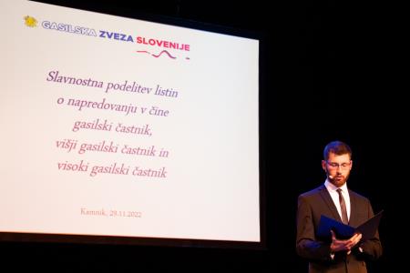 Slavnostna podelitev listin o napredovanju v čine gasilski častnik, višji gasilski častnik in visoki gasilski častnik (5)